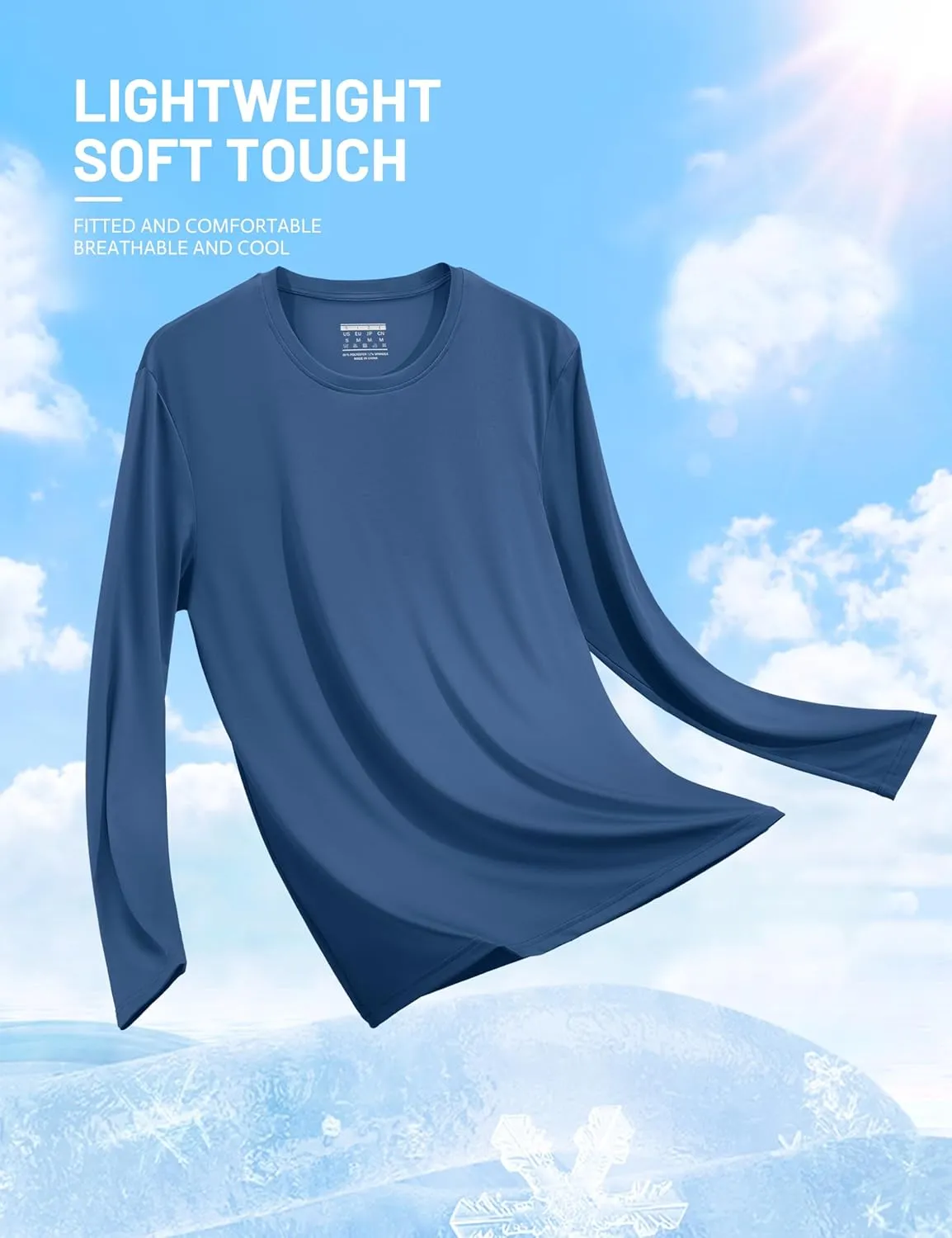 TACVASEN Men's Long Sleeve UPF 80  Shirts Sun Protection UV SPF Shirts Rash Guard Fishing Running Quick Dry Lightweight