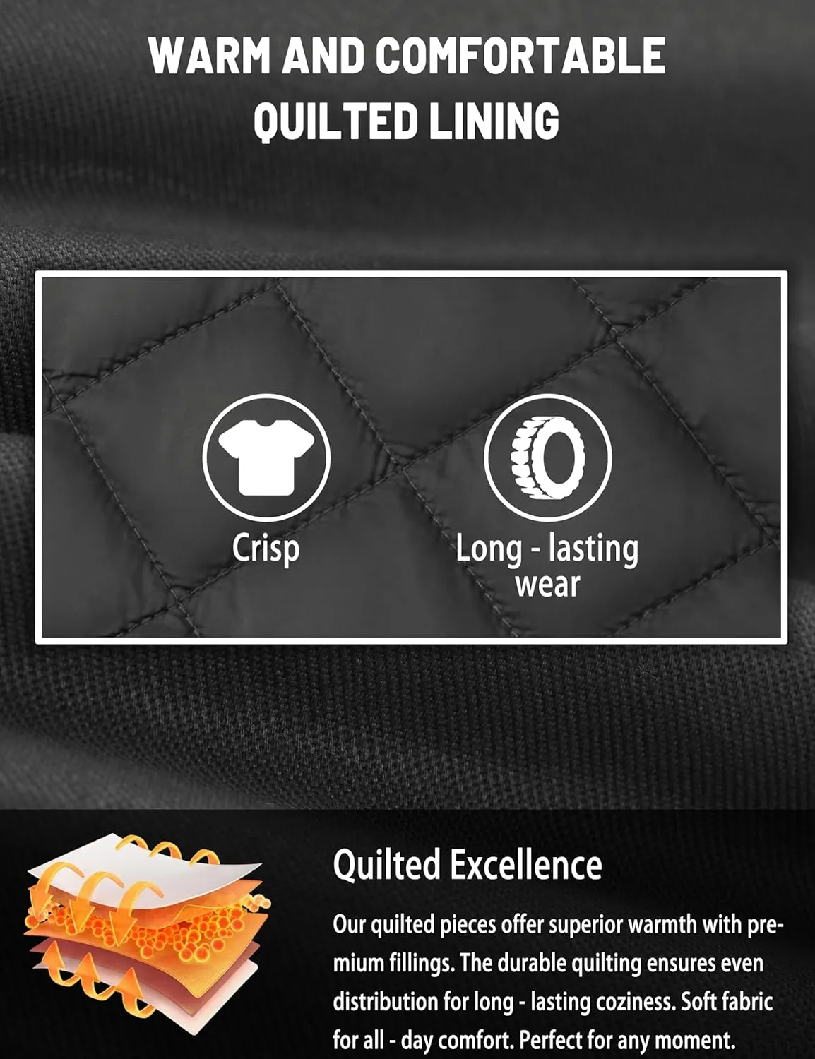 TACVASEN Men's Winter Quilted Casual Cargo Jacket Corduroy Collar Cotton Shacket with Button Pockets for Comfort and Style