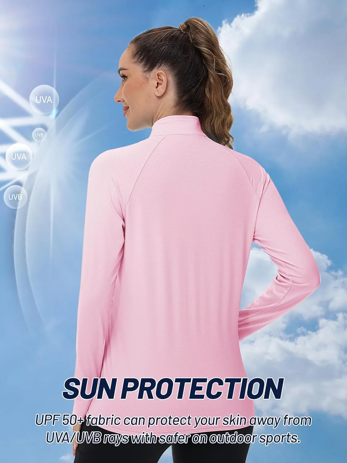 TACVASEN Women's Athletic Jackets Lightweight UV Protection Shirts Full Zip Workout Jacket UPF 50  Long Sleeve Sun Shirt