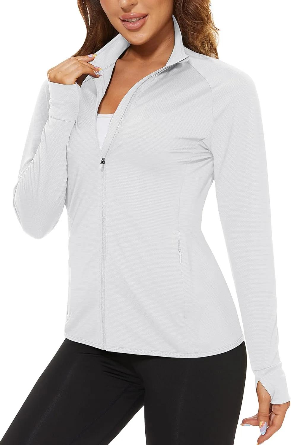 TACVASEN Women's Athletic Jackets Lightweight UV Protection Shirts Full Zip Workout Jacket UPF 50  Long Sleeve Sun Shirt