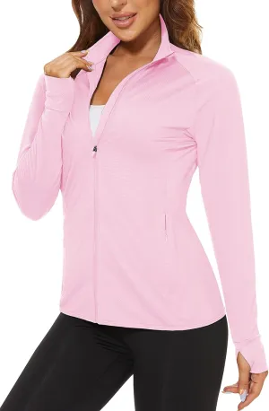 TACVASEN Women's Athletic Jackets Lightweight UV Protection Shirts Full Zip Workout Jacket UPF 50  Long Sleeve Sun Shirt