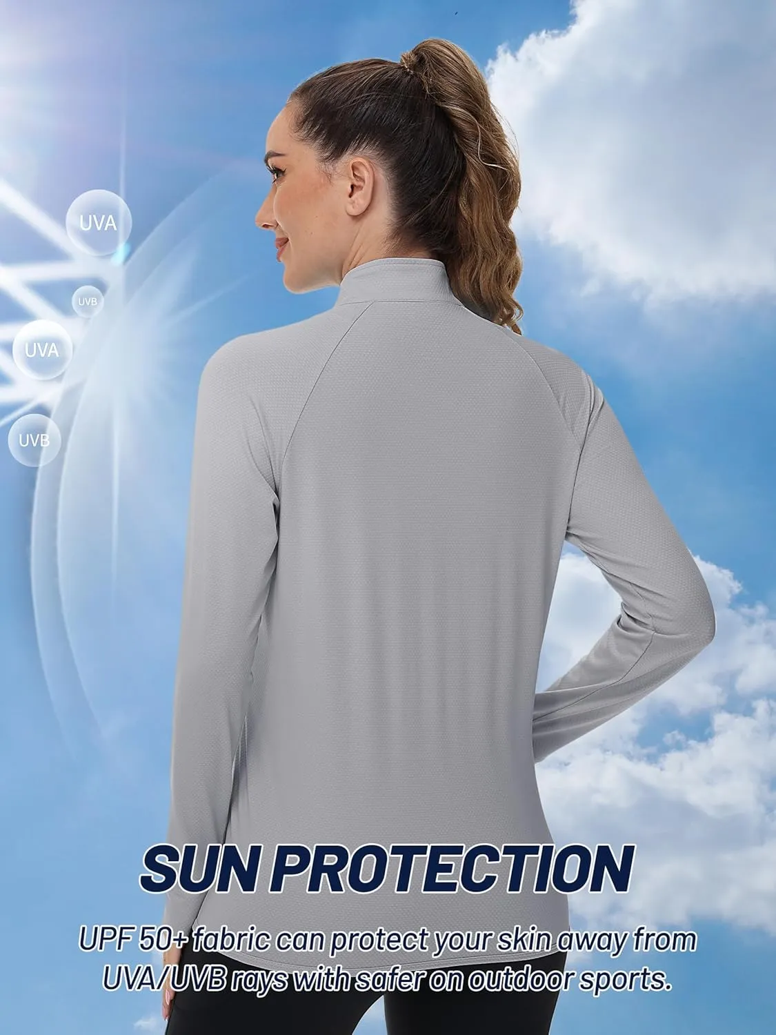 TACVASEN Women's Athletic Jackets Lightweight UV Protection Shirts Full Zip Workout Jacket UPF 50  Long Sleeve Sun Shirt
