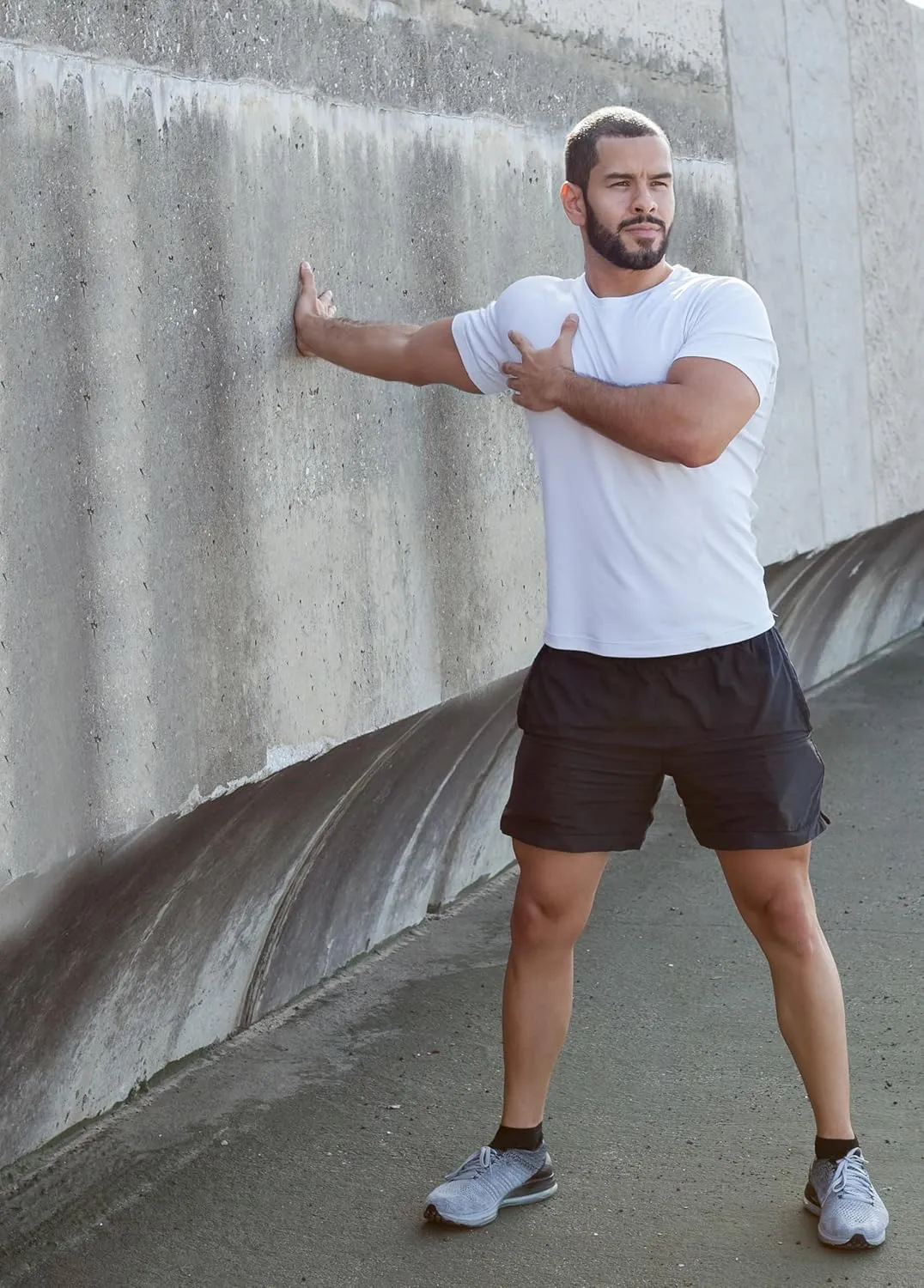 TanBridge 5 Pack Men's Athletic T Shirts Quick Dry Lightweight Short Sleeve Running Shirts for Running Workout Hiking Fishing