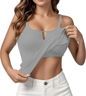 Tank Tops for Women with Built in Bra Casual Scoop Neck Sleeveless Tees Basic Workout Top Camisole Undershirts