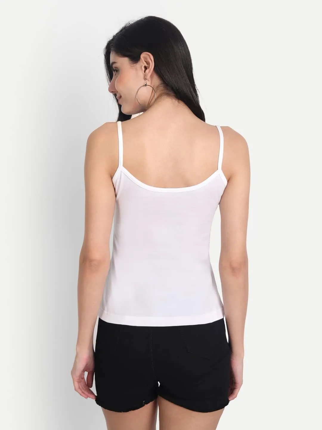 Tank Tops for Women's 3 Pack Cotton Spaghetti Strap Summer Camisole Scoop Neck Slim Fit Sleeveless | Size 3XL | White