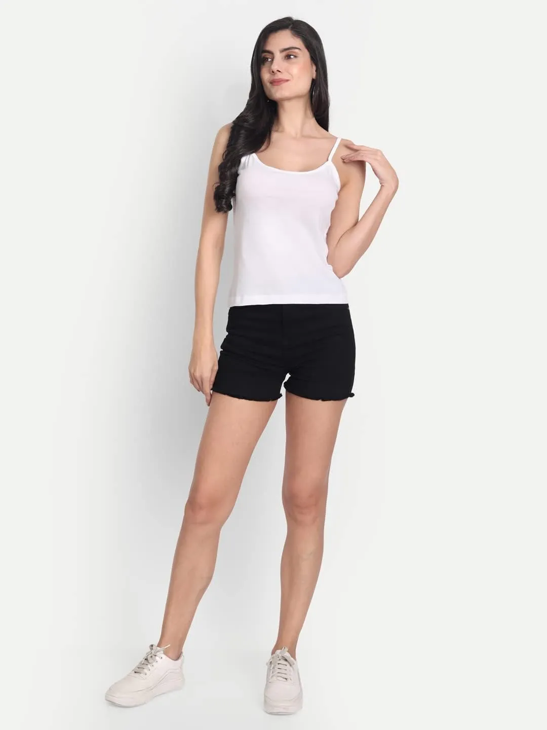 Tank Tops for Women's 3 Pack Cotton Spaghetti Strap Summer Camisole Scoop Neck Slim Fit Sleeveless | Size 3XL | White