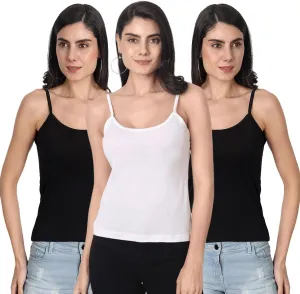 Tank Tops for Women's 3 Pack Cotton Spaghetti Strap Summer Camisole Scoop Neck Slim Fit Sleeveless | Size 3XL | White