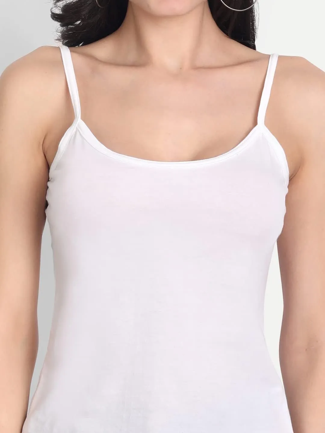 Tank Tops for Women's 3 Pack Cotton Spaghetti Strap Summer Camisole Scoop Neck Slim Fit Sleeveless | Size 3XL | White