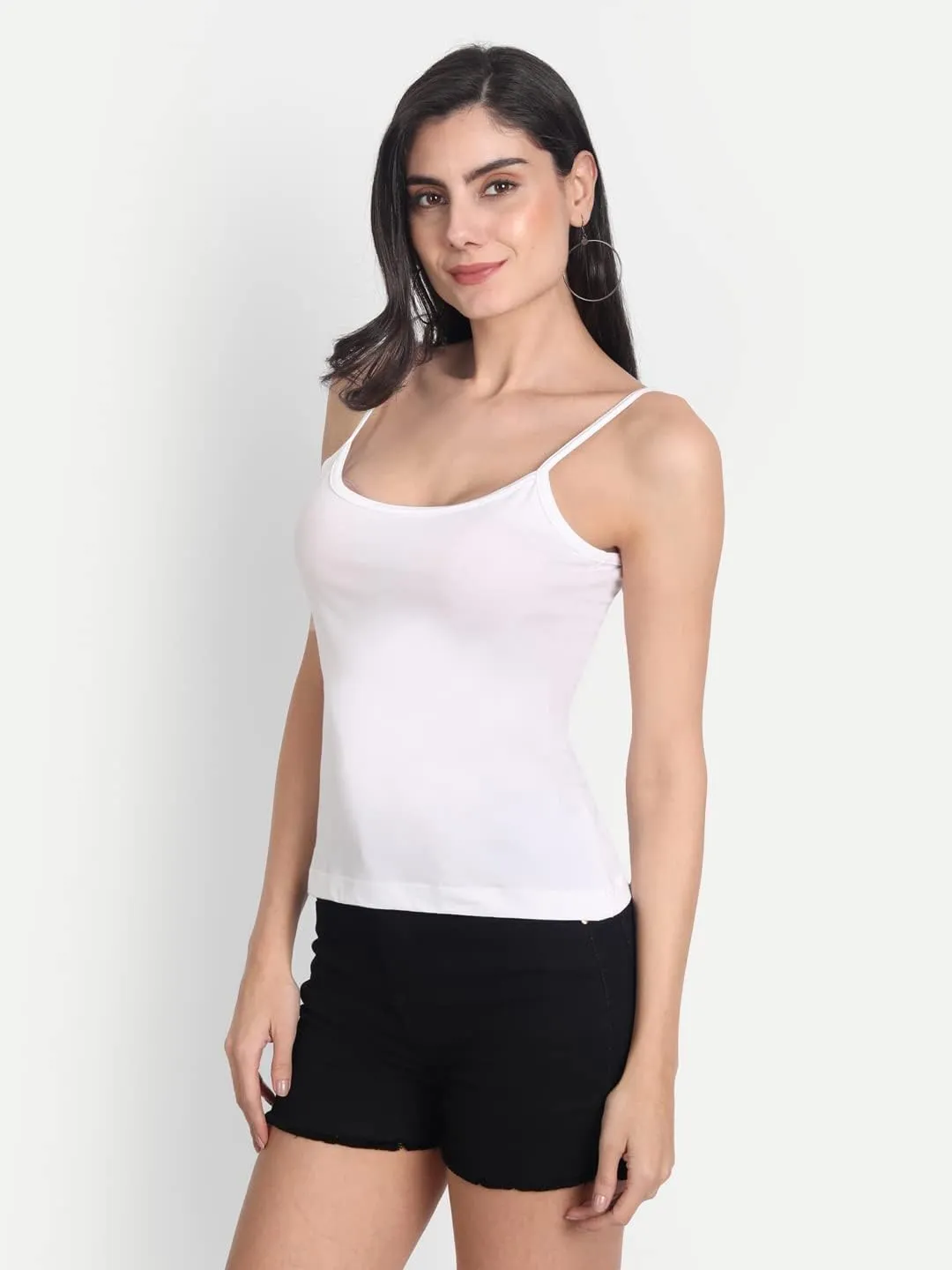 Tank Tops for Women's 3 Pack Cotton Spaghetti Strap Summer Camisole Scoop Neck Slim Fit Sleeveless | Size 3XL | White