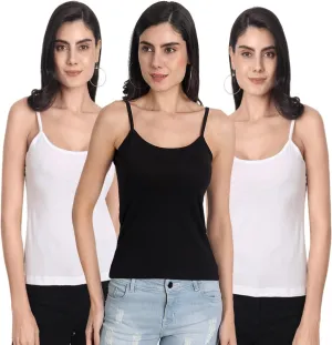 Tank Tops for Women's 3 Pack Cotton Spaghetti Strap Summer Camisole Scoop Neck Slim Fit Sleeveless | Size 3XL | White