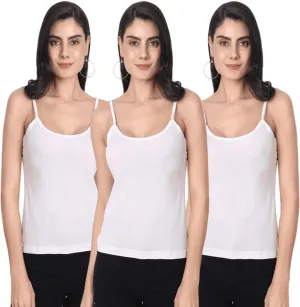 Tank Tops for Women's 3 Pack Cotton Spaghetti Strap Summer Camisole Scoop Neck Slim Fit Sleeveless | Size 3XL | White