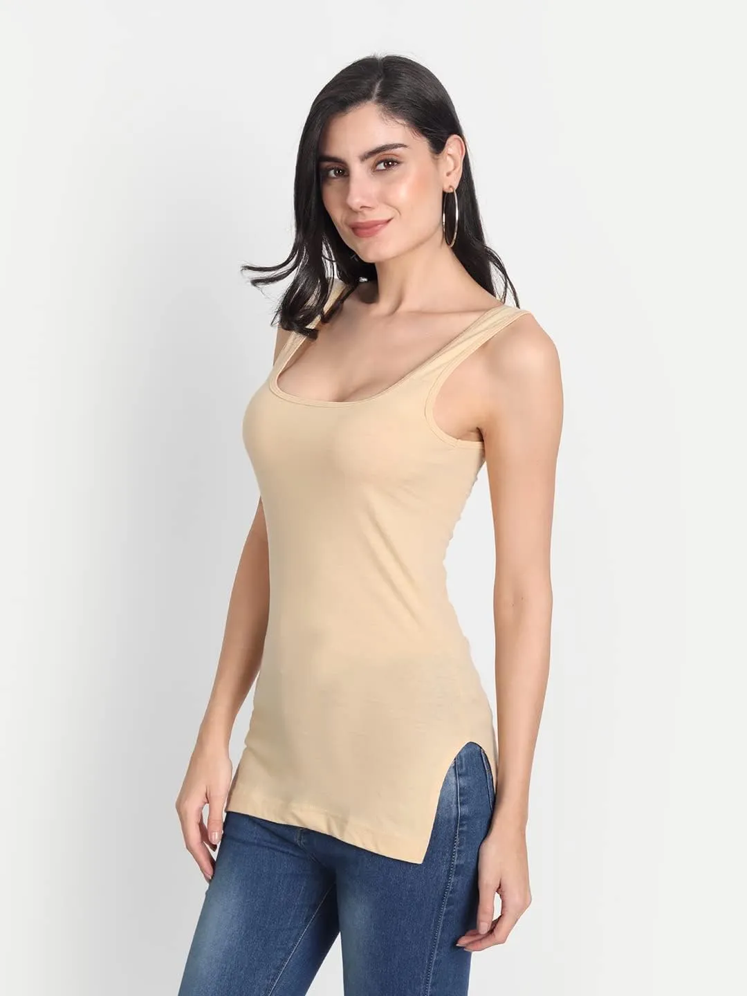 Tank Tops for Women's 3 Pack Cotton Spaghetti Strap Summer Camisole Scoop Neck Slim Fit Sleeveless