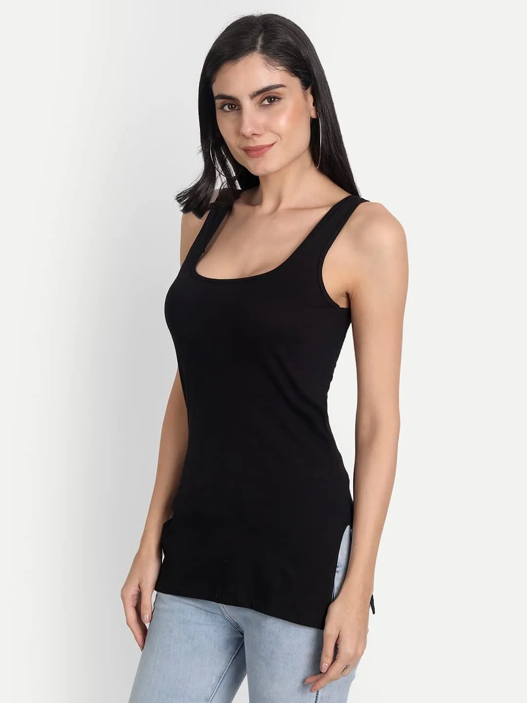 Tank Tops for Women's 3 Pack Cotton Spaghetti Strap Summer Camisole Scoop Neck Slim Fit Sleeveless
