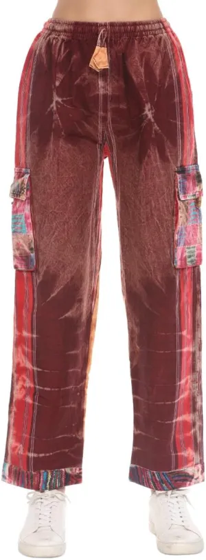 THE COLLECTION ROYAL Unisex Hippie Stonewashed Bohemian Casual Rave Festival Harem Drawstring Boho Trouser Pants