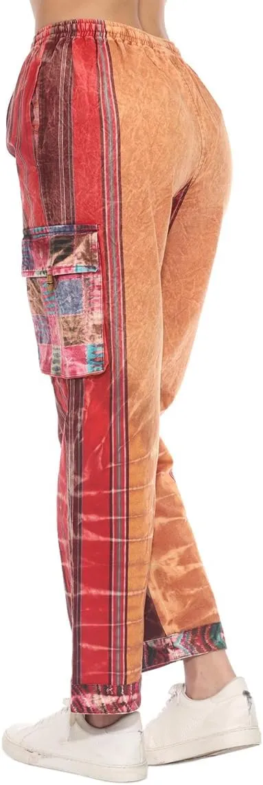 THE COLLECTION ROYAL Unisex Hippie Stonewashed Bohemian Casual Rave Festival Harem Drawstring Boho Trouser Pants