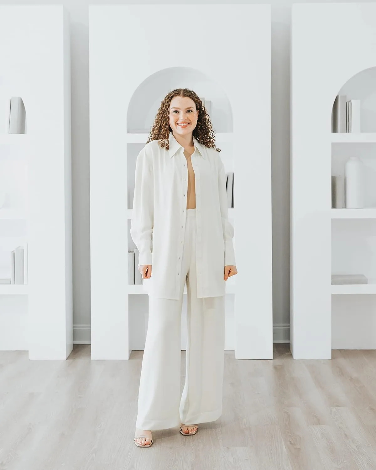 The Drop Women's Ivory Long Side Slit Tunic Shirt by @withloveleena
