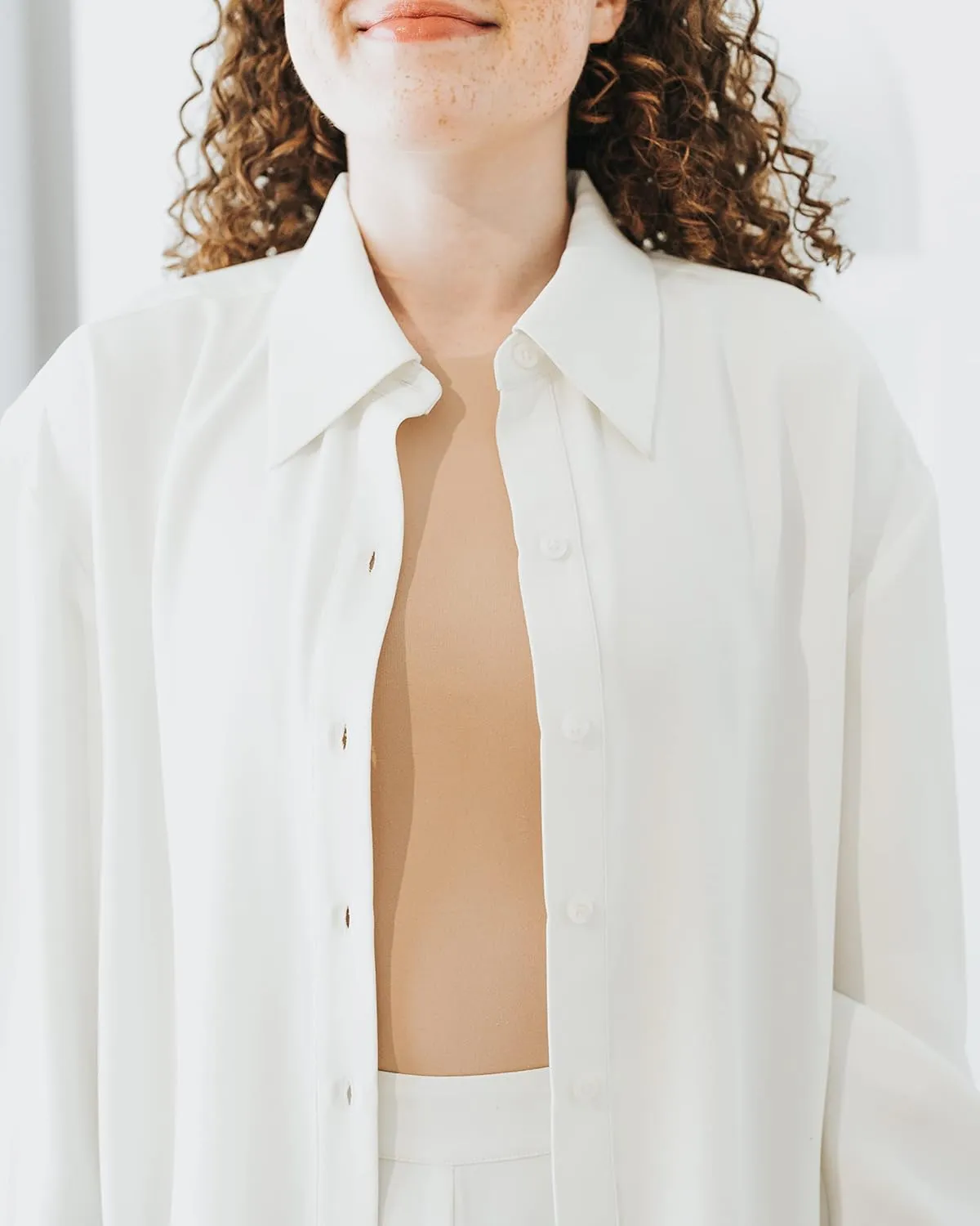 The Drop Women's Ivory Long Side Slit Tunic Shirt by @withloveleena