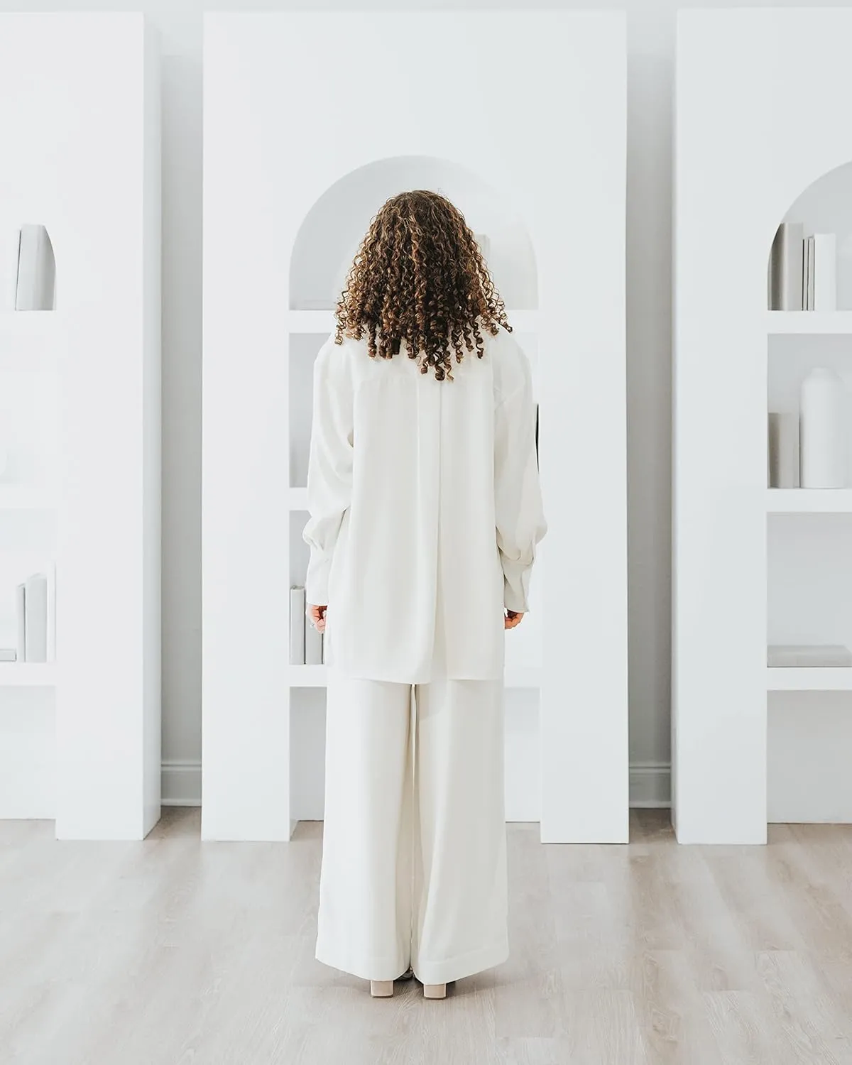 The Drop Women's Ivory Long Side Slit Tunic Shirt by @withloveleena