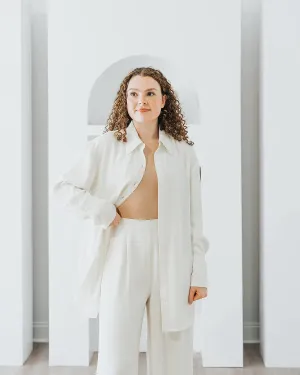 The Drop Women's Ivory Long Side Slit Tunic Shirt by @withloveleena