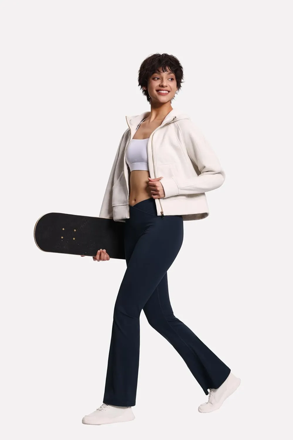 THE GYM PEOPLE Women's Crossover High Waist Flare Workout Leggings Bootcut Bell Bottom Yoga Pants with Tummy Control