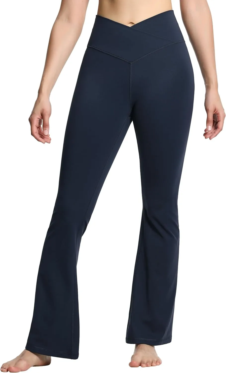 THE GYM PEOPLE Women's Crossover High Waist Flare Workout Leggings Bootcut Bell Bottom Yoga Pants with Tummy Control