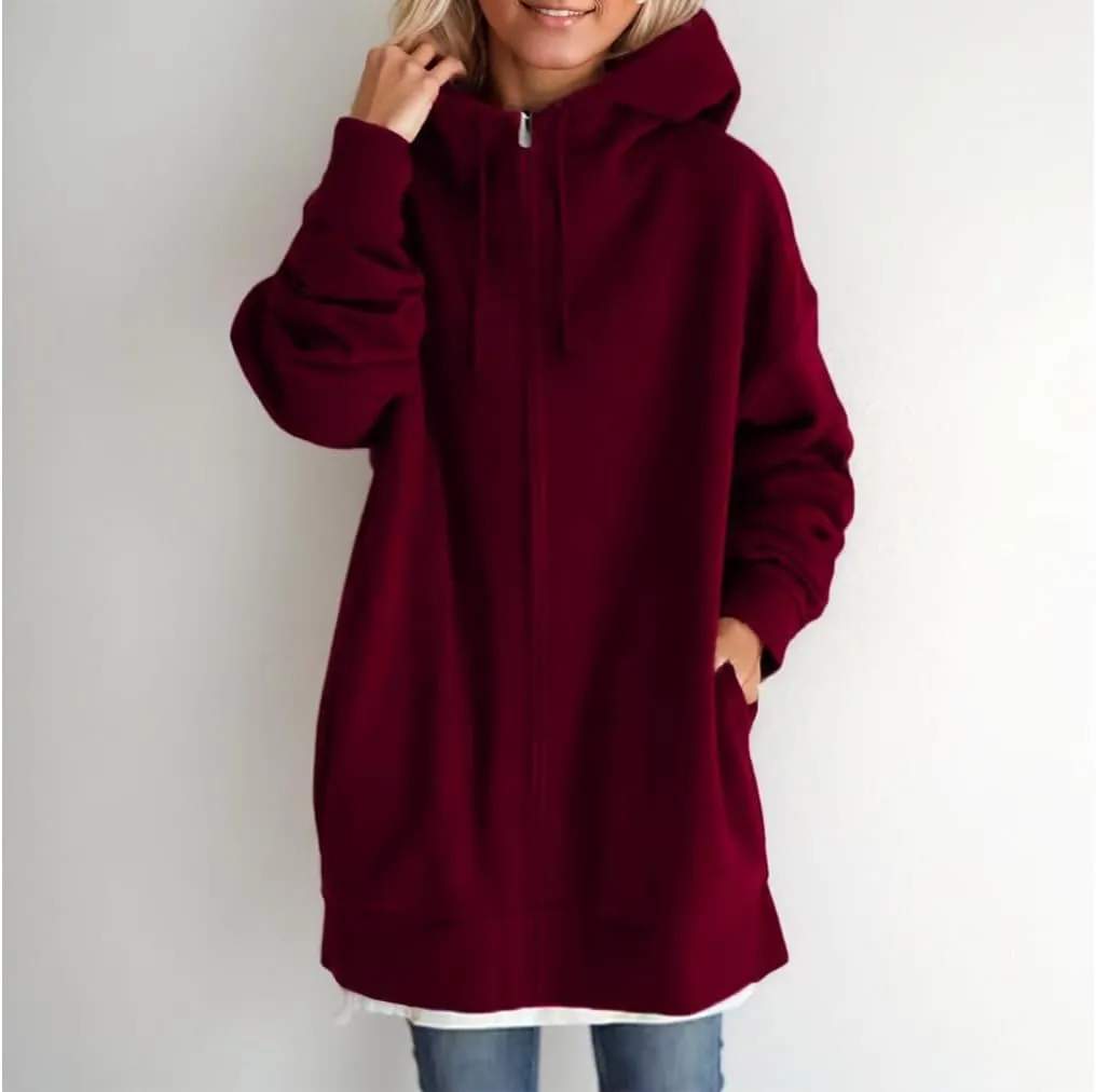 TIAFORD Oversized Zip Up Hoodies for Women Fleece Jackets Long Sleeve Sweatshirts Casual Loose Fall Jacket with Pockets