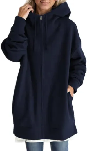 TIAFORD Oversized Zip Up Hoodies for Women Fleece Jackets Long Sleeve Sweatshirts Casual Loose Fall Jacket with Pockets