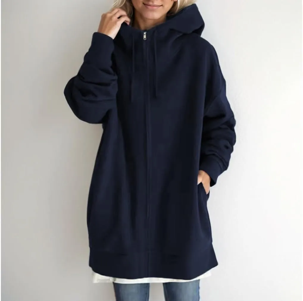 TIAFORD Oversized Zip Up Hoodies for Women Fleece Jackets Long Sleeve Sweatshirts Casual Loose Fall Jacket with Pockets