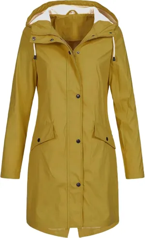 TIMIFIS Raincoats for Women with Hood Waterproof Lightweight Long Trench Coats Casual Rain Jackets Windbreaker with Pocket