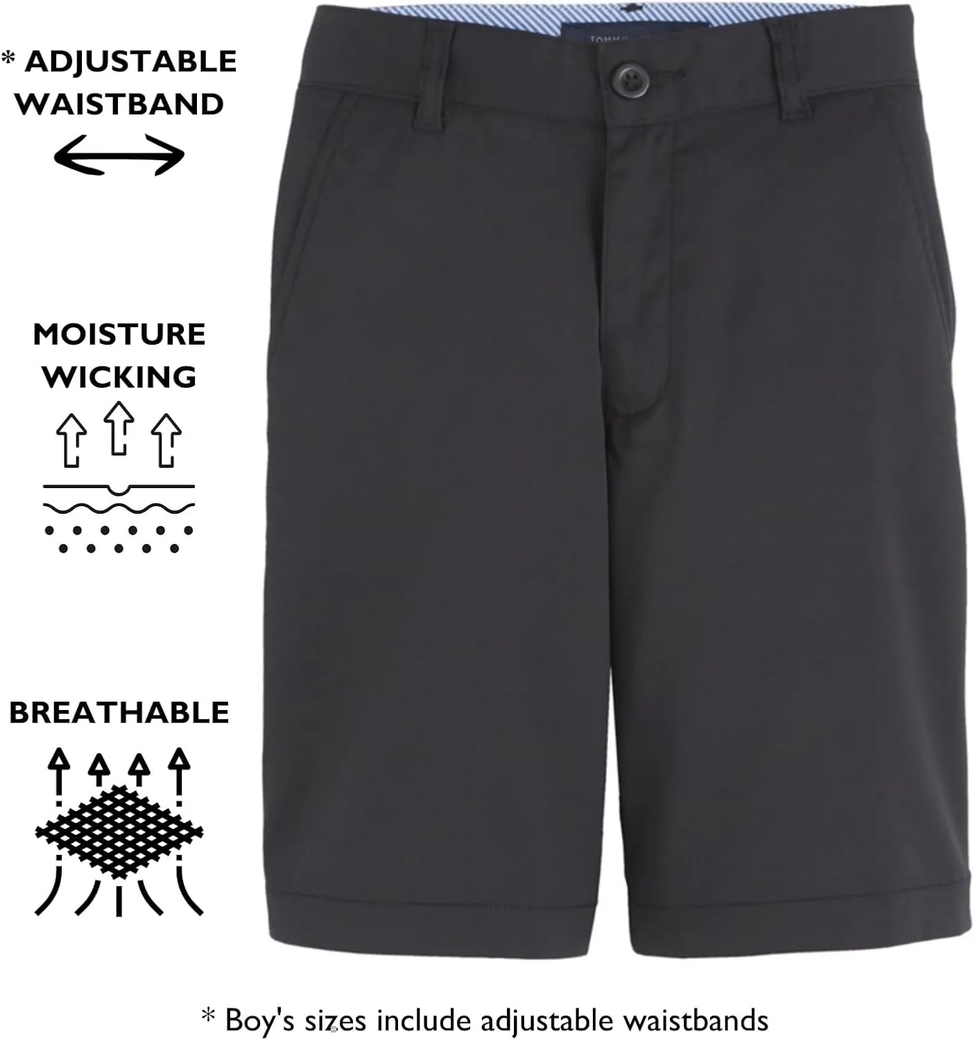 Tommy Hilfiger Boy's Performance Golf Shorts, Breathable, Kids School Uniform Clothes