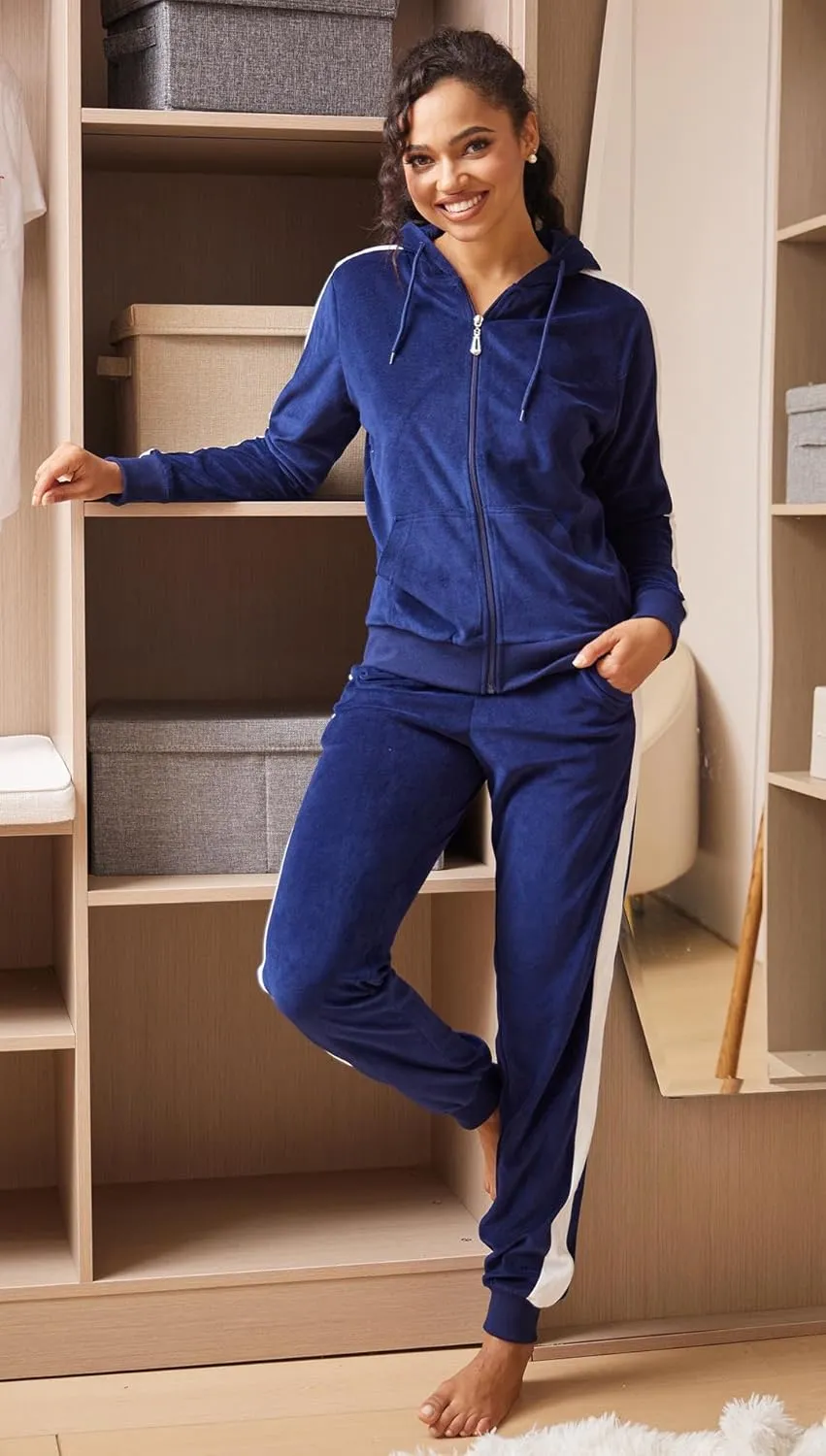 Tracksuit Sets Womens Fashion 2 Piece Sweatsuits Cozy Fleece Zip Up Hoodies and Sweatpants Jogging Sets