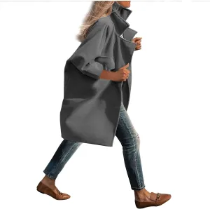 Trench Coat for Women 2024 Single Breasted Wool Coat Notch Lapel Jacket Plus Size Pea Coat Long Trendy Winter Coat
