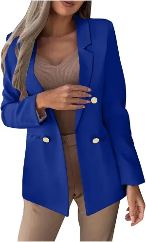 Trench Coat Women Notch Lapel Blazer Business Casual Blazers Trendy Work Office Blazer Jackets Outerwear
