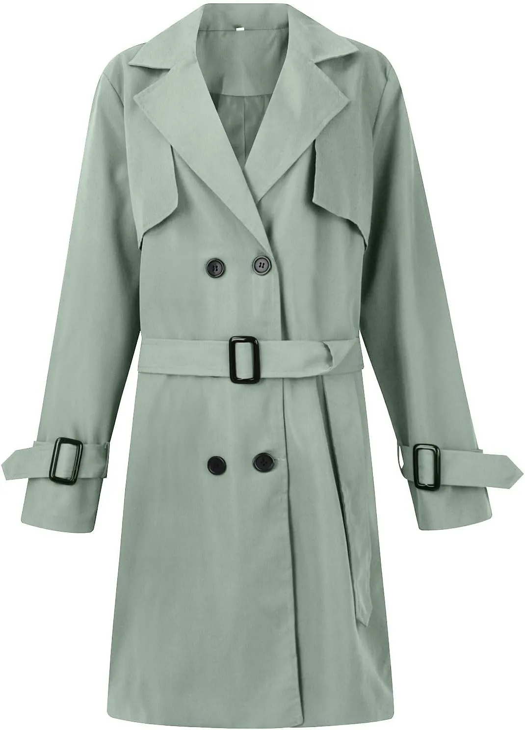 Trench Coat Women,2024 Classic Lapel Double Breasted Overcoat With Belted Elegant Trendy Mid-Length Fall Windbreaker