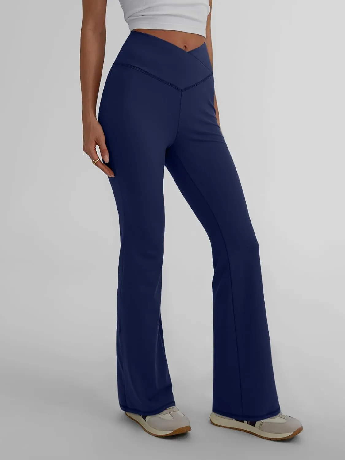 Trendy Queen Flare Leggings for Women Wide Leg Yoga Pants V Crossover High Waisted Bootcut Work Pants Fall Outfits 2025