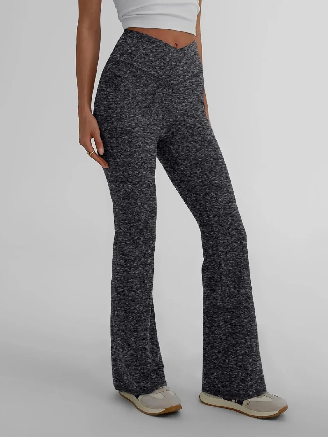 Trendy Queen Flare Leggings for Women Wide Leg Yoga Pants V Crossover High Waisted Bootcut Work Pants Fall Outfits 2025