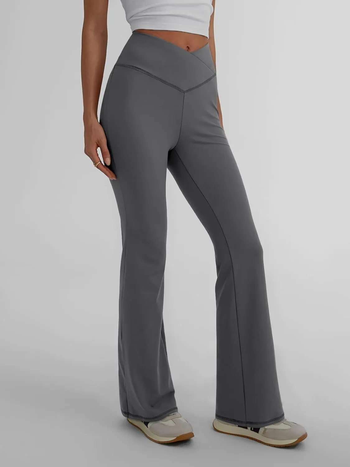 Trendy Queen Flare Leggings for Women Wide Leg Yoga Pants V Crossover High Waisted Bootcut Work Pants Fall Outfits 2025