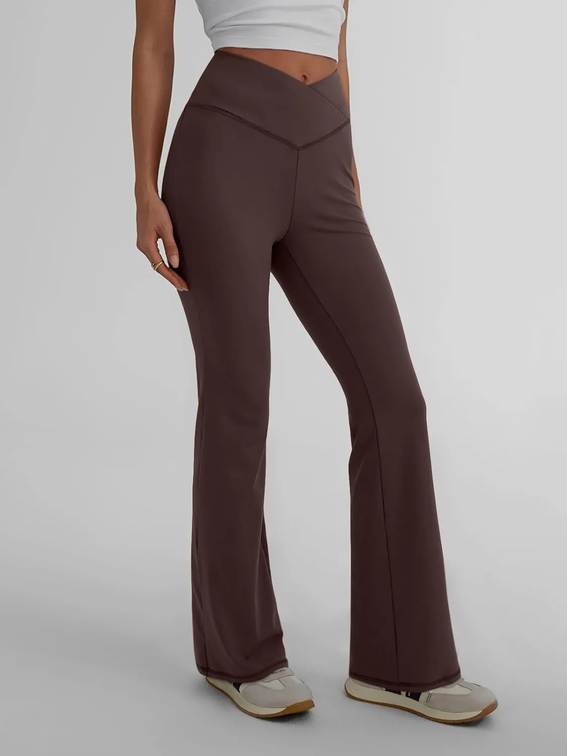 Trendy Queen Flare Leggings for Women Wide Leg Yoga Pants V Crossover High Waisted Bootcut Work Pants Fall Outfits 2025