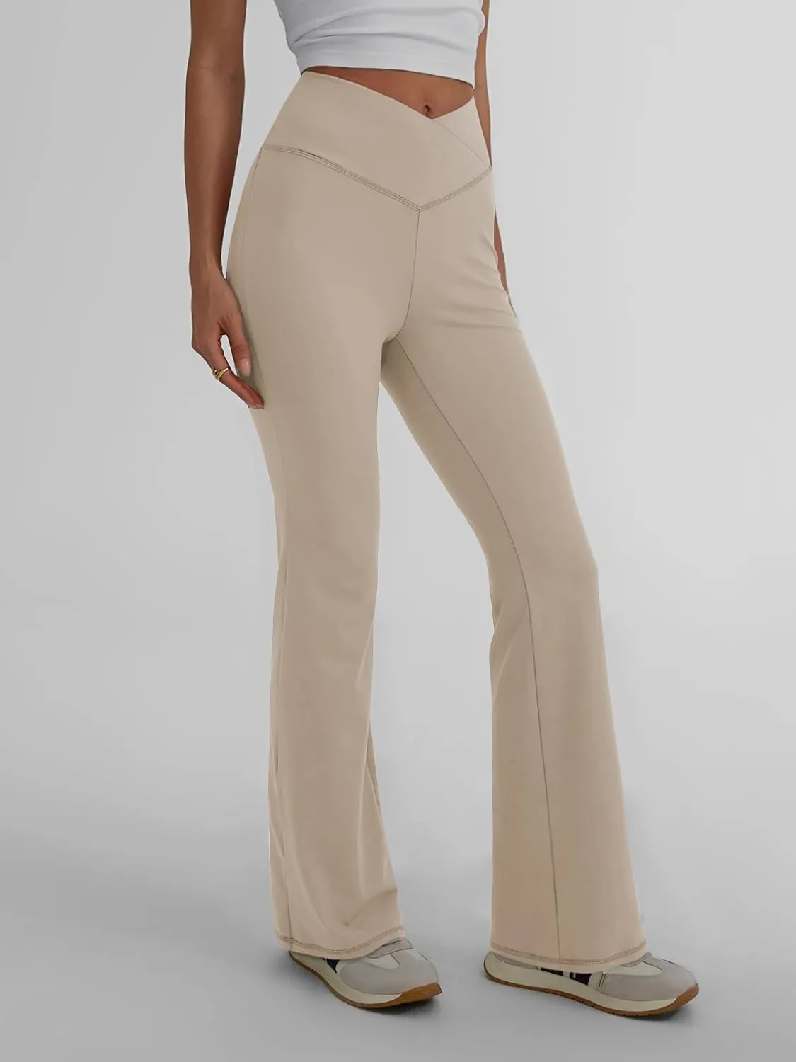Trendy Queen Flare Leggings for Women Wide Leg Yoga Pants V Crossover High Waisted Bootcut Work Pants Fall Outfits 2025