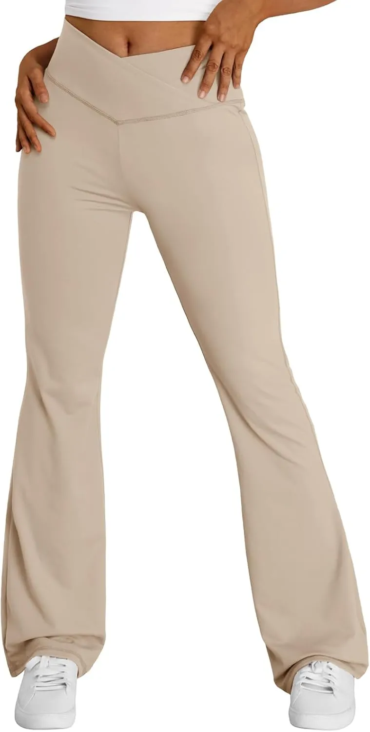 Trendy Queen Flare Leggings for Women Wide Leg Yoga Pants V Crossover High Waisted Bootcut Work Pants Fall Outfits 2025