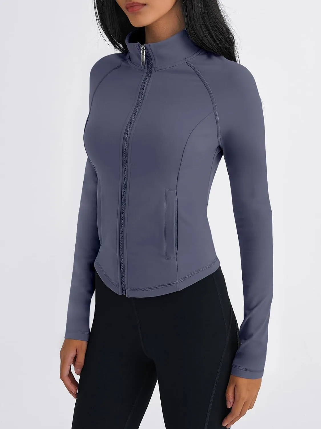 Trendy Queen Women's Full Zip Up Scrubs Lightweight Jacket Cropped Long Sleeve Workout Sweatshirts Slim Fit Running Hoodies