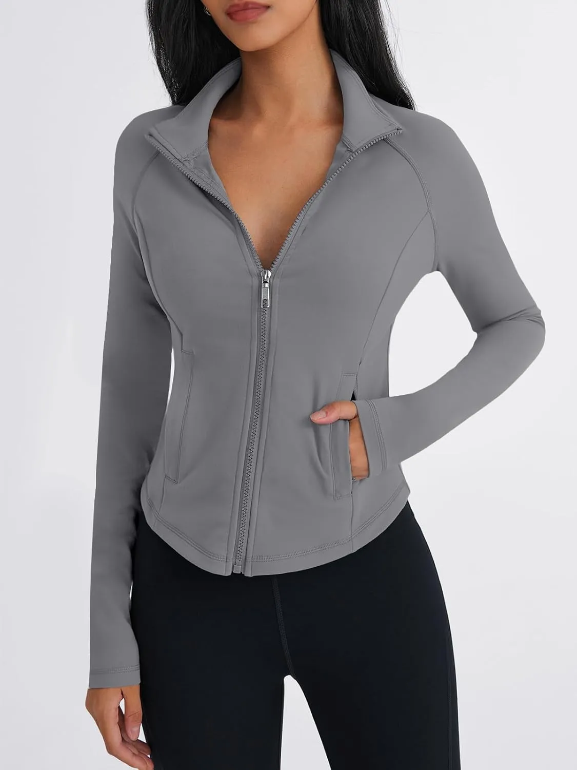 Trendy Queen Women's Full Zip Up Scrubs Lightweight Jacket Cropped Long Sleeve Workout Sweatshirts Slim Fit Running Hoodies