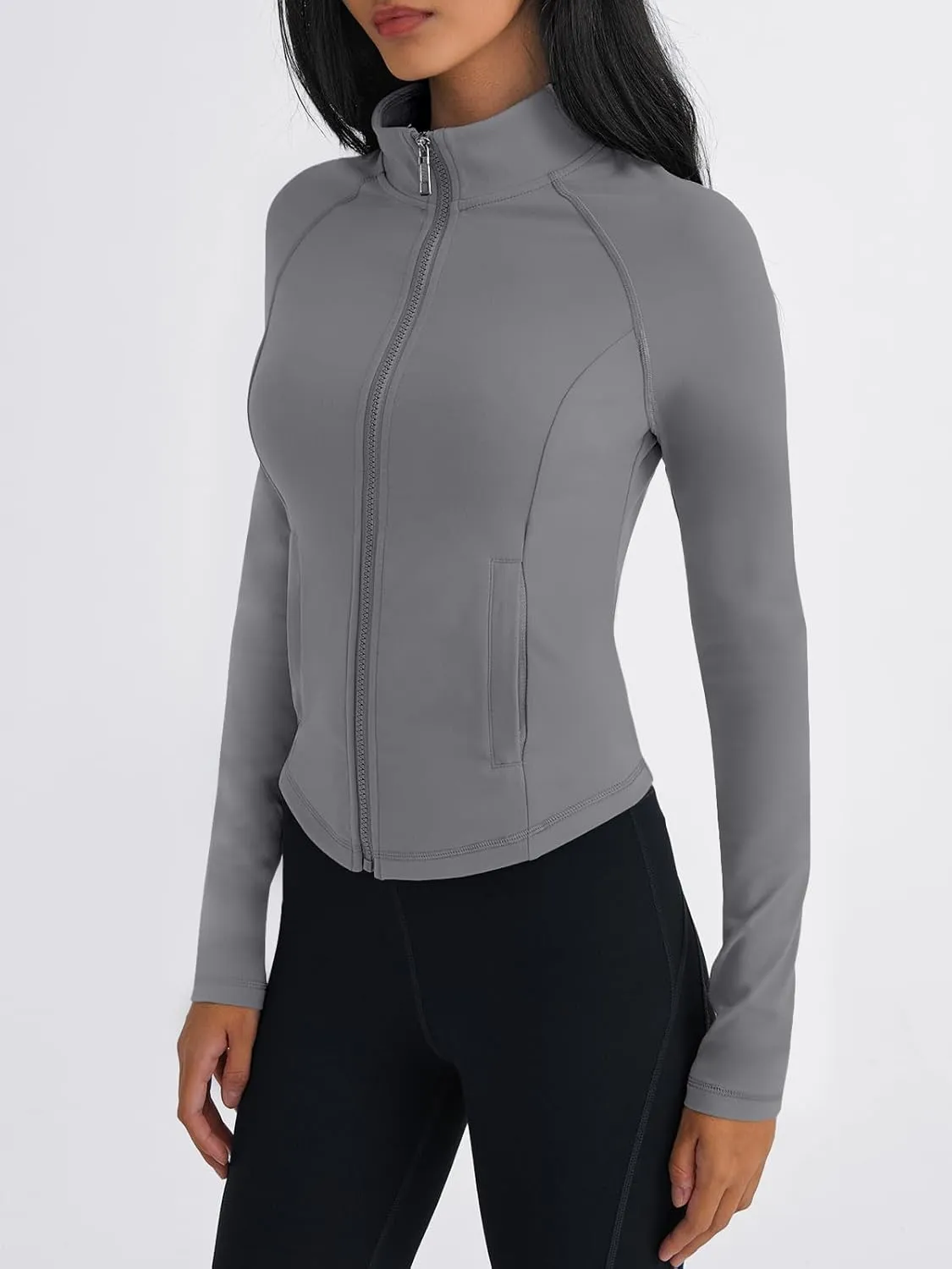 Trendy Queen Women's Full Zip Up Scrubs Lightweight Jacket Cropped Long Sleeve Workout Sweatshirts Slim Fit Running Hoodies