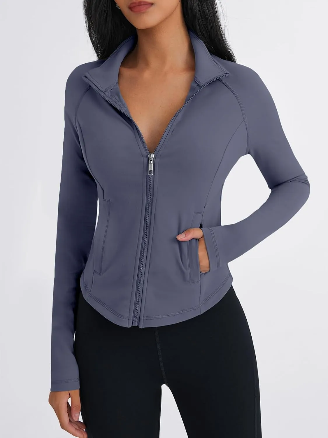 Trendy Queen Women's Full Zip Up Scrubs Lightweight Jacket Cropped Long Sleeve Workout Sweatshirts Slim Fit Running Hoodies