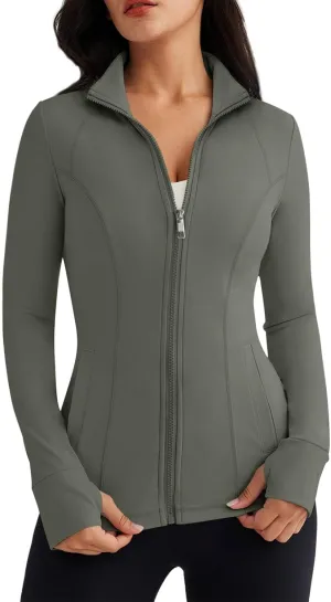 Trendy Queen Womens Lightweight Zip Up Jackets Mock Turtleneck Fall Hoodies Fitted 2024 Athletic Workout Clothes with Pockets