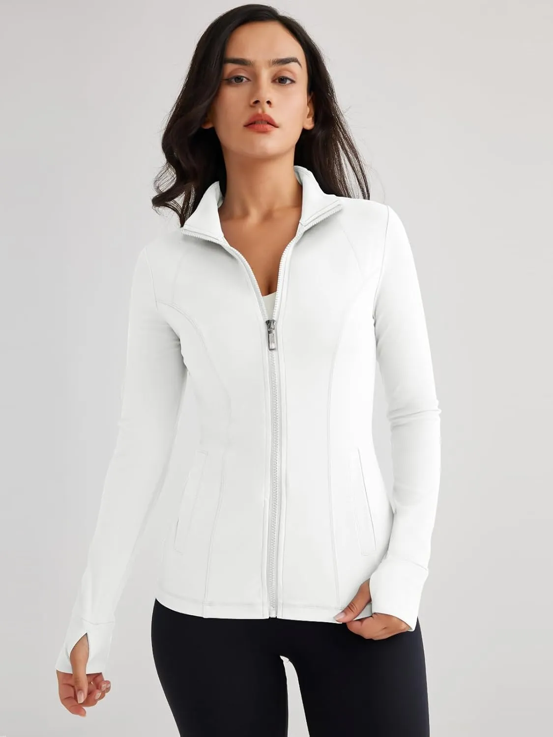 Trendy Queen Womens Lightweight Zip Up Jackets Mock Turtleneck Fall Hoodies Fitted 2024 Athletic Workout Clothes with Pockets
