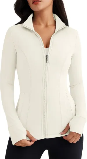 Trendy Queen Womens Lightweight Zip Up Jackets Mock Turtleneck Fall Hoodies Fitted 2024 Athletic Workout Clothes with Pockets