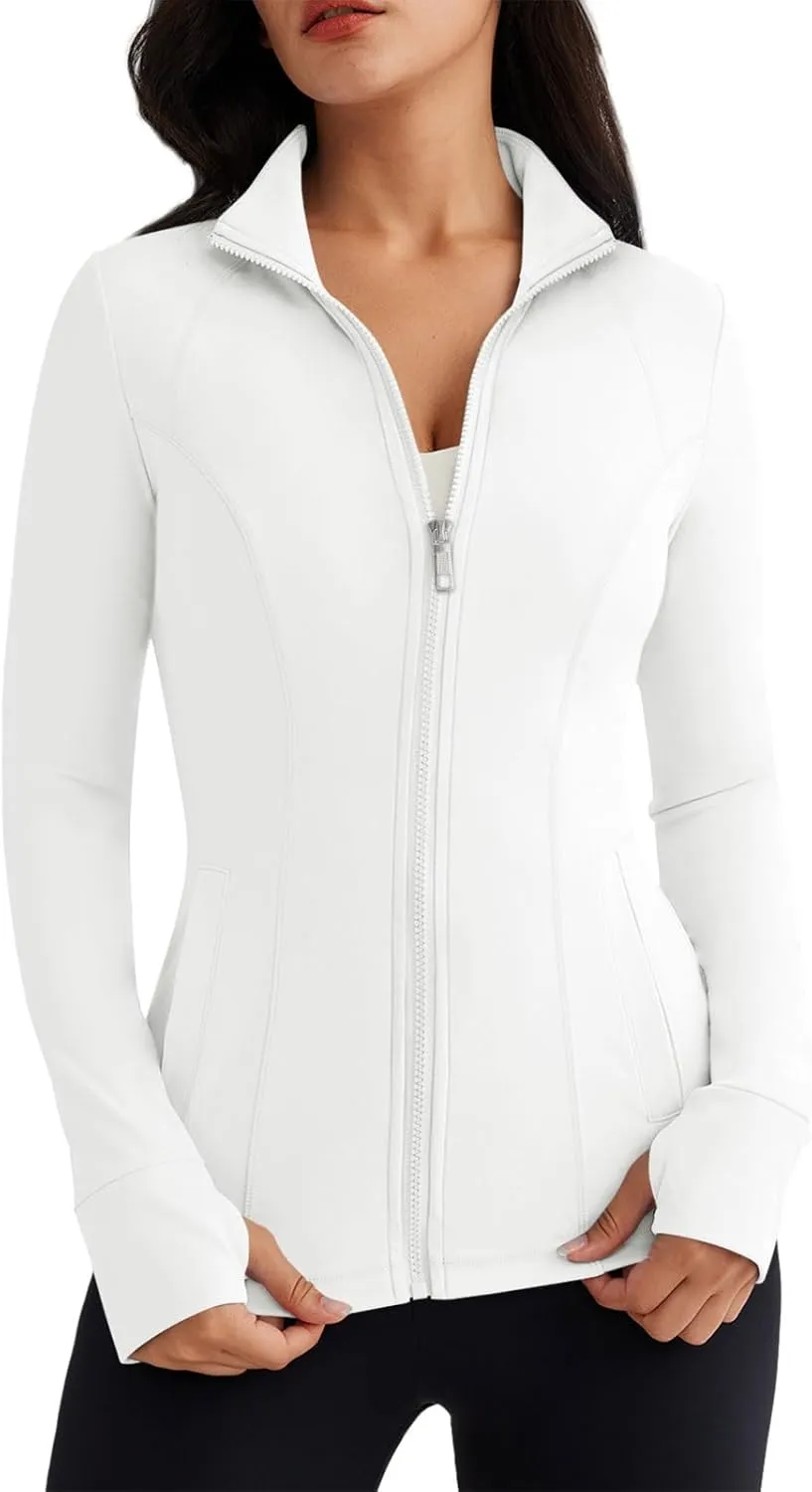 Trendy Queen Womens Lightweight Zip Up Jackets Mock Turtleneck Fall Hoodies Fitted 2024 Athletic Workout Clothes with Pockets