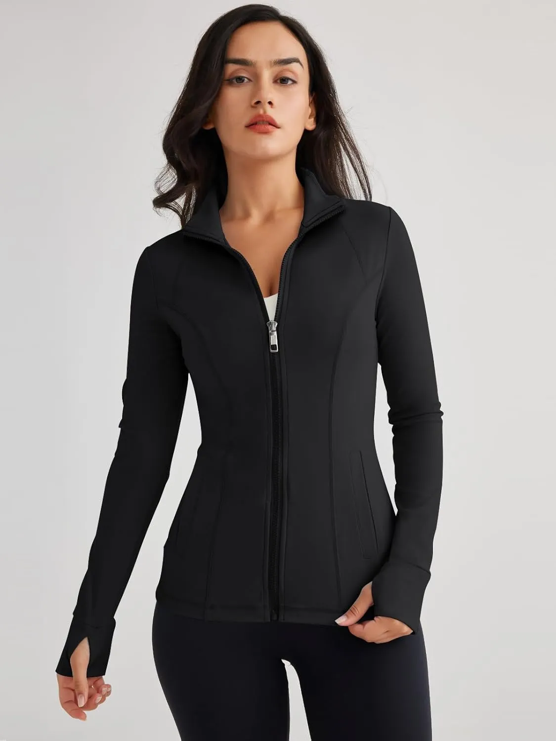 Trendy Queen Womens Lightweight Zip Up Jackets Mock Turtleneck Fall Hoodies Fitted 2024 Athletic Workout Clothes with Pockets