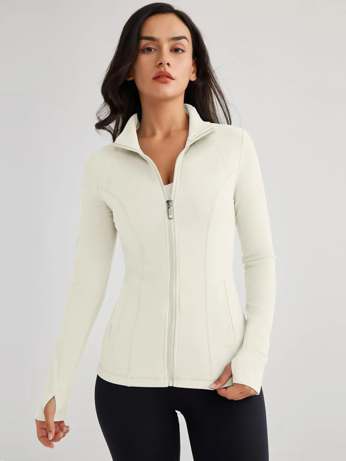 Trendy Queen Womens Lightweight Zip Up Jackets Mock Turtleneck Fall Hoodies Fitted 2024 Athletic Workout Clothes with Pockets